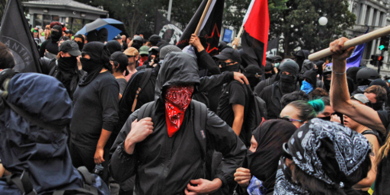 Antifa (Photo by Cory ClarkNurPhoto via Getty Images)