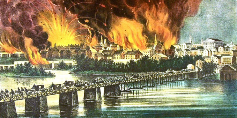 Richmond on fire 1865, (Photo by Photo12UIGGetty Images)