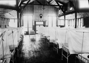 GettyImages-1223011438 Red Cross House at U.S. General Hospital #16, during Influenza Epidemic, New Haven, Connecticut