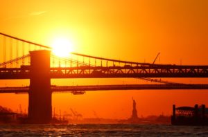 new york sunset bridge GettyImages-1367937499