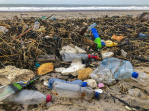 Plastic in the sea and on the beach