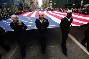american flag veterans parade